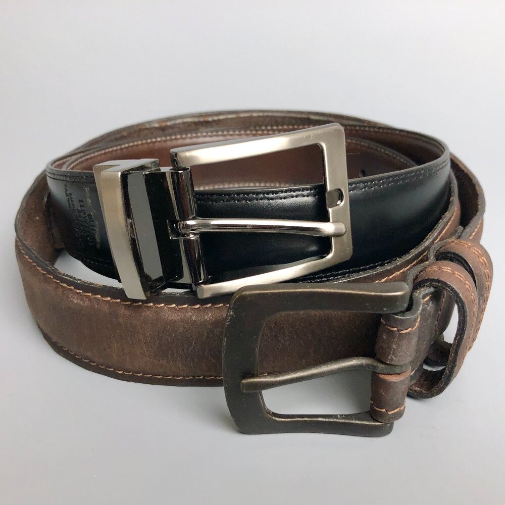 2 Pack Leather Belts Like New 1 Reversible and 1 Rustic (very nice)